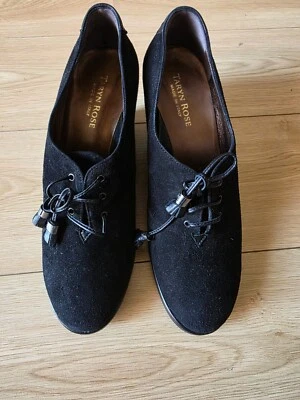 Taryn Rose Women's BLACK Suede Lace Up Wedge Shoes , 37M,  Made in Italy, NWB - Image 1 of 4