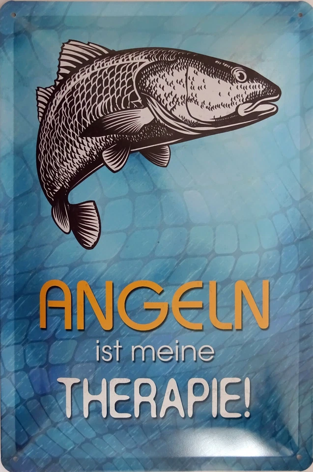 Blechschild Schild 20x30 cm - Angeln ist Therapie Hobby fischen Fisch Angel  - Bild 1 von 1