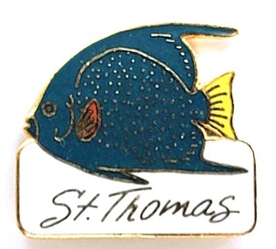 圣托马斯热带鱼加勒比海维京岛海洋珐琅纪念品别针 — 第 1/4 张图片