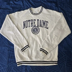 Felpa Vintage Champion Notre Dame Fighting Irish Uomo Tessuto Inverso Media - Foto 1 di 7
