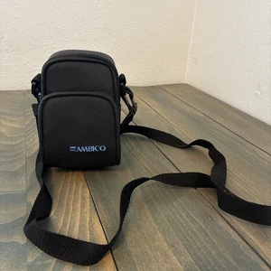 Ambico Digital Camera Black Case 2 Zippered Pocket Pouch Bag Tote w/ Strap (A9) - Picture 1 of 10