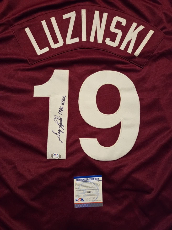 Phillies – Greg Luzinski - #19 Signed Jersey – “1980 W.S.C” – PSA Certified - Image 1 of 4