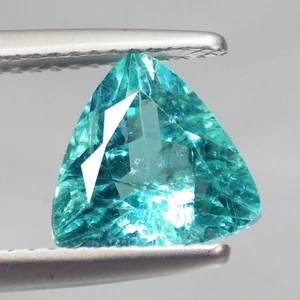 2,14 Ct Splendente Trilione (8 x 8) Naturale Paraiba Verde Neon Blu Apatite Gemma - Foto 1 di 7