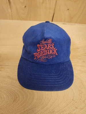 Vintage Sears Roebuck and Co Blue Corduroy Snapback Hat Made in U.S.A Identity - Image 1 of 4
