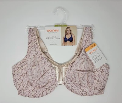 NWT Warners Signature Support Satin Bra Underwire #35002A Rosewater Floral 38DD - Image 1 of 4
