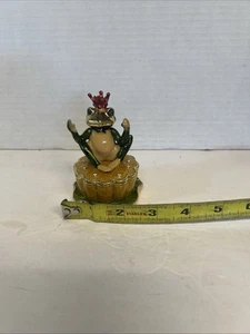Metall Emaille Strass Frosch mit roter Krone Schmuckschatulle - Bild 1 von 7