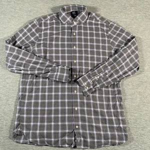 Johnnie-O Hemd Herren Large grau lila kariert Top Regal Button Down Baumwolle Freizeit - Bild 1 von 11
