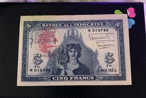 New Caledonia 5 Francs Banknote (1944) - Picture 1 of 2