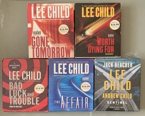 Lot of 5 LEE CHILD Jack Reacher CD Audiobooks - Gone Tomorrow, The Sentinel - Picture 1 of 2