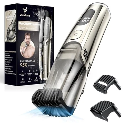 Vacuum Beard Trimmer for Men, New Version Adjustable Precision Rose Silver - Image 1 of 4
