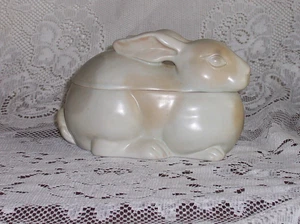 Fitz & Floyd White & Tan Bunny Candy Dish 1984 - Picture 1 of 4