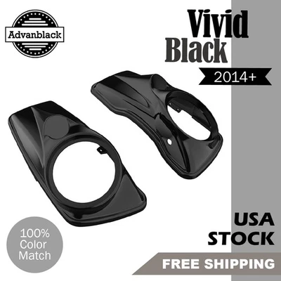 Tapas de altavoz negras vívidas de 8 pulgadas cubiertas de alforja para Harley Davidson 2014+ Foto 1 de 4