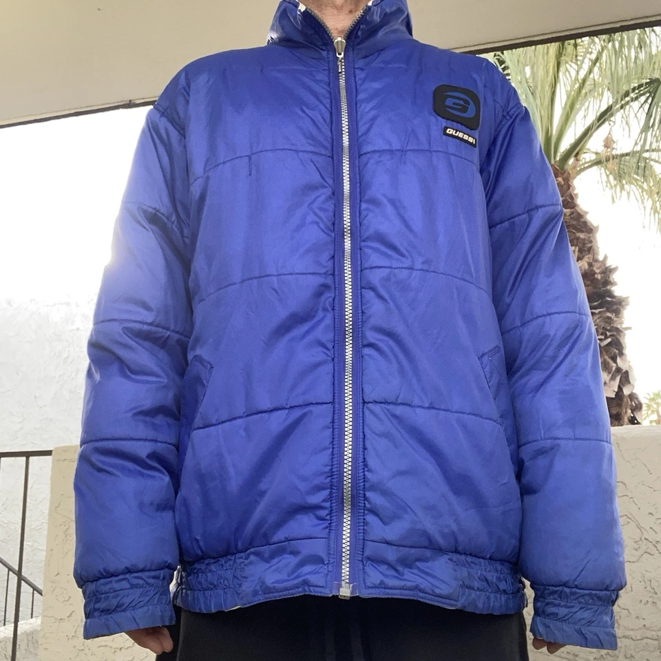Vintage 90s Guess USA Reversible Puffer Jacket Hong Kong Nylon Men’s XL - Image 1 of 4