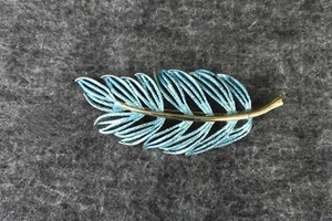 Vintage Marvella blaues Blatt Brosche signiert ~ 3" x 1,25" - Bild 1 von 6