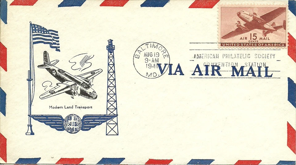 FDC C28 - 15¢ Plane - 8/19/1941 - Baltimore, MD - Cachet Craft - Image 1 of 1