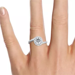 Anello di fidanzamento diamanti taglio rotondo 1/2 carato H/SI2 oro bianco 14K - Foto 1 di 1