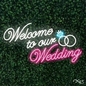NUEVO "BIENVENIDO A NUESTRA BODA" 36x23 LED FLEX LETRERO DE PARED OPCIÓN COLOR CONTROL REMOTO LF152 - Imagen 1 de 4