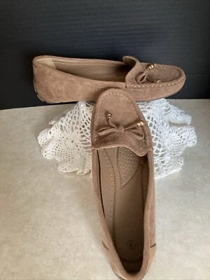 Zapatos sin cordones marrón gamuza imitación cuero marrón talla 9 cojín mocasín de conducción NUEVO Foto 1 de 4