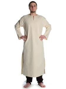 Medieval Tunic Full Sleeves White Hagen long Tunic - Picture 1 of 3