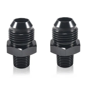 Adaptador de accesorios rectos macho 2 piezas de 8AN a 1/4" NPT de aluminio negro - Imagen 1 de 6