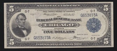 US 1918 $5 Federal Reserve Bank Note Chicago FR 794 VF (-873) - Image 1 of 2