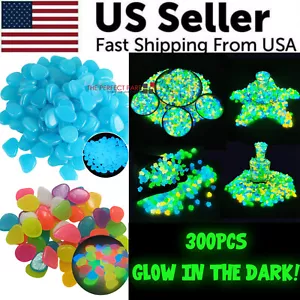 300PCS Glow in The Dark Pebbles Garden Glowing Rocks Fish Tank Luminous Stones - Picture 1 of 4