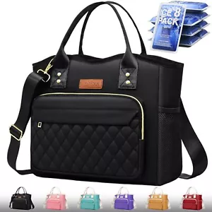 Women's Large Insulated Lunch Bag Leakproof Purse Tote with Side Pockets - Picture 1 of 6