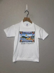 1997 Youth Door County Graphic Ocean Beach Shirt Children 90s M Medium - Picture 1 of 10