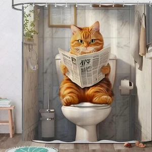 Cat Shower Curtain Funny Shower Curtain Fun Shower Curtains for Bathroom Anim... - Picture 1 of 7