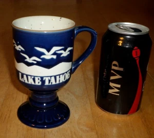 "LAKE TAHOE", [3-D] IMAGES, Ceramic [TALL STEMMED] Coffee Cup, #1960's yrs. - Picture 1 of 9