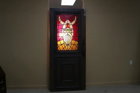 Large Rare Ornate Antique Viking Stained Leaded Glass House Masion Door 36"x82" Cover