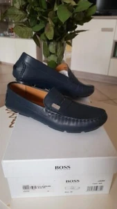 Hugo BOSS Blue Genuine Leather Loafers Size 40 - Picture 1 of 10