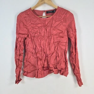 Minkpink womens blouse top size XS red long sleeve viscose metallic 081221 - Picture 1 of 8