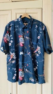 Camisa manga corta 3XL Cotton Traders azul marino/azul estampado floral fácil cuidado - Imagen 1 de 11