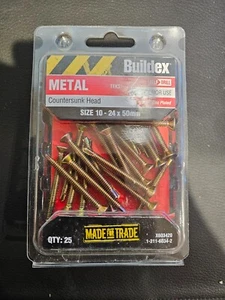 Buildex Metal Teks Countersunk Head Screws Size 10 - 24 x 50mm Pack of 25 - Picture 1 of 4