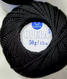 Lot of 3 Balls Coats Opera Crochet Thread #5 50 Grams Each Black 501 - Picture 1 of 5