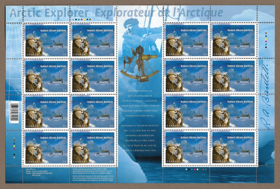 Canada Stamps -Gutter Full Pane of 16 -2009 Captain Robert A. Bartlett #2337 MNH - Image 1 of 1