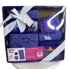 Limited Too Badetuch Waschlappen & Luffa Kinder lila Einhorn Sterne Teens Set - Bild 1 von 6