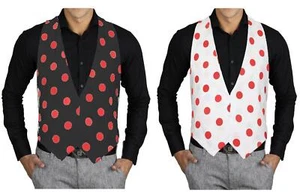 Childs Red Nose Day Comic Relief Polka Dot Backless Waistcoat Fancy Dress - Picture 1 of 5