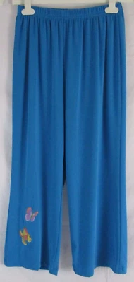 Quacker Factory Butterfly Travel No Wrinkle Pants Womens Small Blue A77291 CB43L - Image 1 of 4