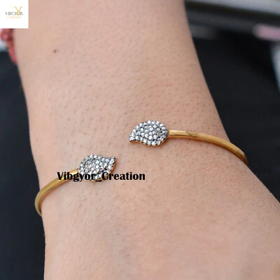 Brazalete de diamantes pavé de plata de ley 925 brazalete brazalete de diamantes joyería regalo para mamá Foto 1 de 4