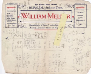 WILLIAM MELLOR BILLHEAD BURSLEM STAFFS STAFFORDSHIRE STOKE POTTERIES POTTERS - Picture 1 of 1
