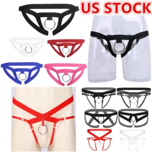 Men's Crotchless G-String Bikini Underwear with O-Ring Thongs Underpants Sexy - Picture 1 of 66