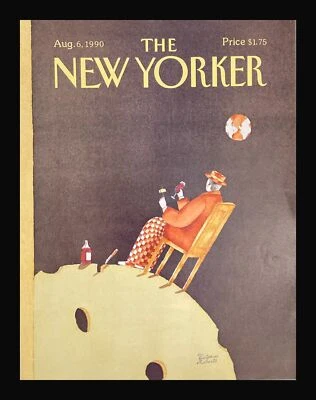 COVER ONLY The New Yorker August 6 1990 Man on the Moon by Victoria Roberts Foto 1 de 2