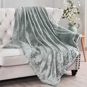 Plain Faux Fur Throw Blanket with Sherpa Back Plush Soft Warm for Bed Couch Sofa - Picture 1 of 117