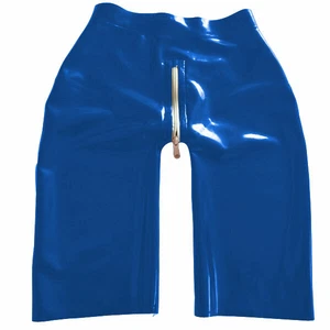Latex Pantalon Décontracté Caoutchouc Bleu Short Serré Nager Club Fétiche Cospla - Picture 1 of 2