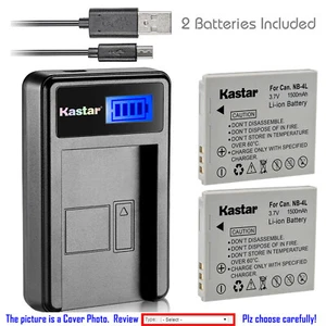 Kastar NB-4L NB4L Battery CB-2LV Charger for Canon PowerShot SD30 SD200 SD300 - Picture 1 of 20
