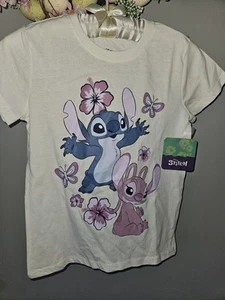 Disney - Floral Stitch &Angel Girl's T-shirt -size 14 NWT - Picture 1 of 7