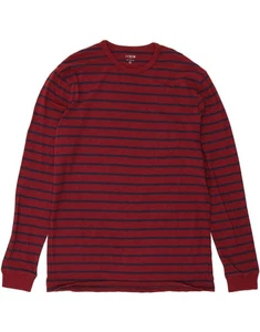 J. CREW Mens Top Long Sleeve Large Burgundy Striped Cotton VC10 - Picture 1 of 3