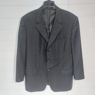Corneliani Men's Virgin Wool Brown Striped Super 130s Blazer Sz 46L Gray Italy - Image 1 of 4